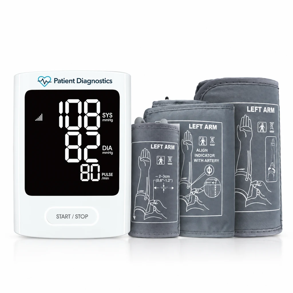 Blood pressure cuff with Patient Diagnostics branding