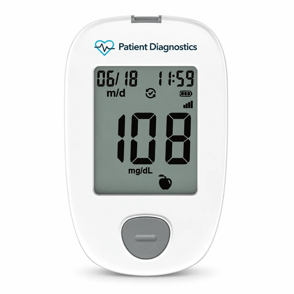 Glucometer with Patient Diagnostics branding