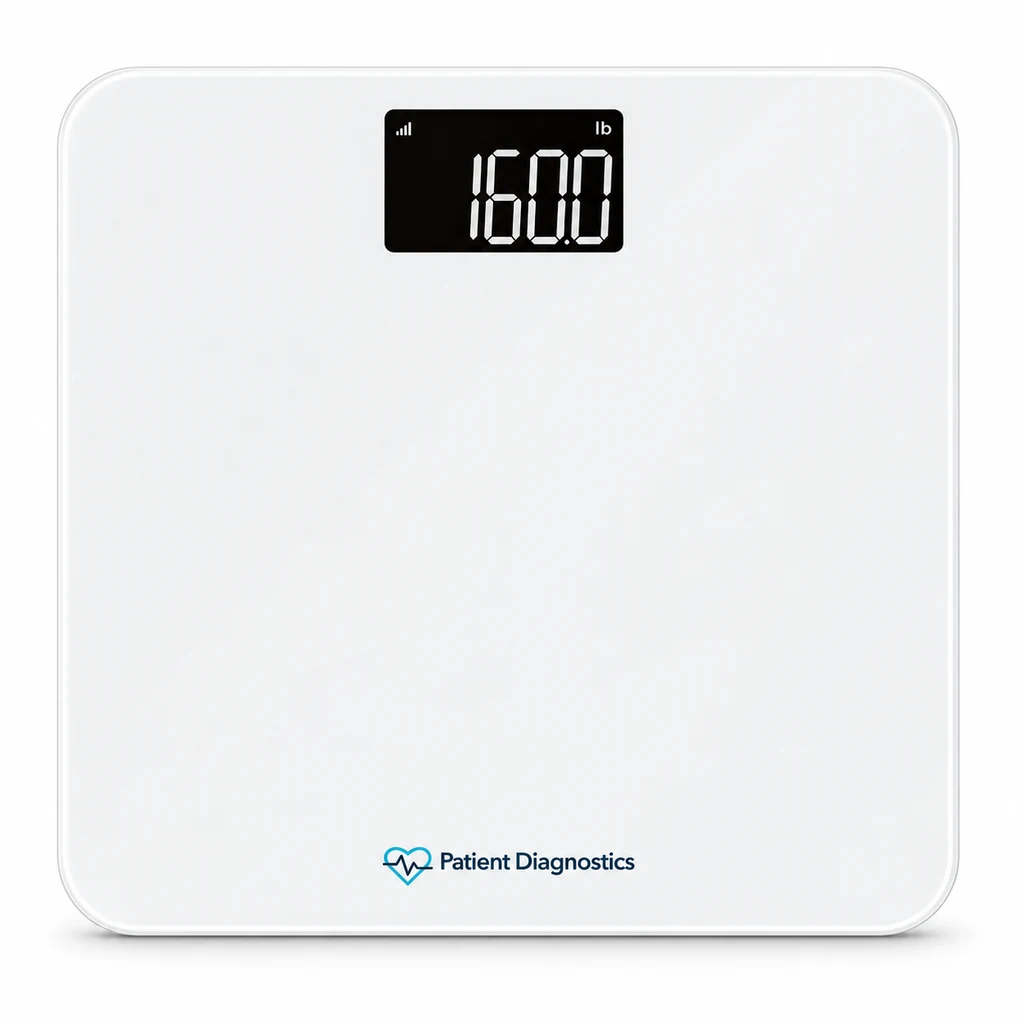 Weight scale with Patient Diagnostics branding